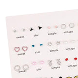 Maxbell Mixed Stud Earrings Set Ornaments Shiny for Women Men Birthday Valentines StyleC