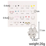 Maxbell Mixed Stud Earrings Set Ornaments Shiny for Women Men Birthday Valentines StyleC