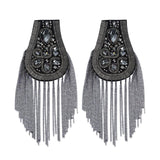 Maxbell 2Pcs Tassel Epaulet Formal Suit Vintage for Parties Birthdays Casual Wear Grey