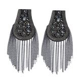 Maxbell 2Pcs Tassel Epaulet Formal Suit Vintage for Parties Birthdays Casual Wear Grey