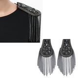 Maxbell 2Pcs Tassel Epaulet Formal Suit Vintage for Parties Birthdays Casual Wear Grey