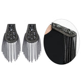 Maxbell 2Pcs Tassel Epaulet Formal Suit Vintage for Parties Birthdays Casual Wear Grey