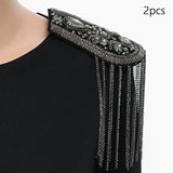Maxbell 2Pcs Tassel Epaulet Formal Suit Vintage for Parties Birthdays Casual Wear Grey