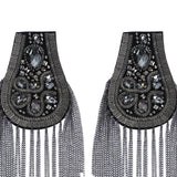 Maxbell 2Pcs Tassel Epaulet Formal Suit Vintage for Parties Birthdays Casual Wear Grey