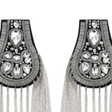 Maxbell 2Pcs Tassel Epaulet Formal Suit Vintage for Parties Birthdays Casual Wear Argent
