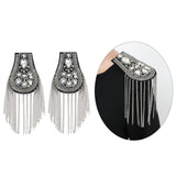 Maxbell 2Pcs Tassel Epaulet Formal Suit Vintage for Parties Birthdays Casual Wear Argent