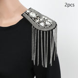Maxbell 2Pcs Tassel Epaulet Formal Suit Vintage for Parties Birthdays Casual Wear Argent