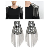 Maxbell 2Pcs Tassel Epaulet Formal Suit Vintage for Parties Birthdays Casual Wear Argent