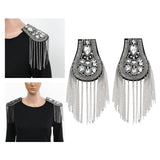 Maxbell 2Pcs Tassel Epaulet Formal Suit Vintage for Parties Birthdays Casual Wear Argent