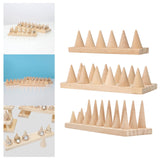 Maxbell Cone Shape Ring Holder Durable Ornament Wooden for Home Retail Shop Dresser 6 Slots