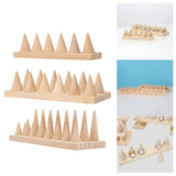 Maxbell Cone Shape Ring Holder Durable Ornament Wooden for Home Retail Shop Dresser 6 Slots
