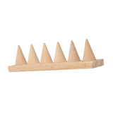 Maxbell Cone Shape Ring Holder Durable Ornament Wooden for Home Retail Shop Dresser 6 Slots
