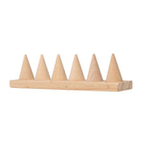 Maxbell Cone Shape Ring Holder Durable Ornament Wooden for Home Retail Shop Dresser 6 Slots
