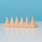Maxbell Cone Shape Ring Holder Durable Ornament Wooden for Home Retail Shop Dresser 6 Slots