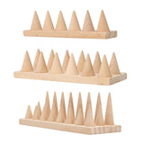 Maxbell Cone Shape Ring Holder Durable Ornament Wooden for Home Retail Shop Dresser 6 Slots