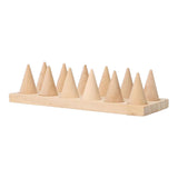 Maxbell Cone Shape Ring Holder Durable Ornament Wooden for Home Retail Shop Dresser 12 Slots