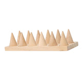 Maxbell Cone Shape Ring Holder Durable Ornament Wooden for Home Retail Shop Dresser 12 Slots