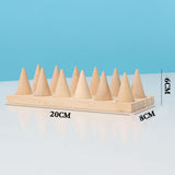Maxbell Cone Shape Ring Holder Durable Ornament Wooden for Home Retail Shop Dresser 12 Slots