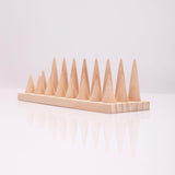 Maxbell Cone Shape Ring Holder Durable Ornament Wooden for Home Retail Shop Dresser 24 Slots