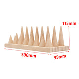Maxbell Cone Shape Ring Holder Durable Ornament Wooden for Home Retail Shop Dresser 24 Slots