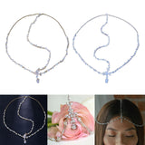 Maxbell Rhinestone Head Chain Bridal Headpieces Glamorous for Prom Women Girls Aureate
