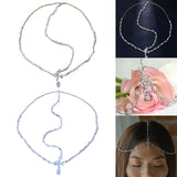 Maxbell Rhinestone Head Chain Bridal Headpieces Glamorous for Prom Women Girls Aureate