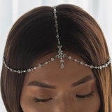 Maxbell Rhinestone Head Chain Bridal Headpieces Glamorous for Prom Women Girls Argent