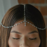 Maxbell Rhinestone Head Chain Bridal Headpieces Glamorous for Prom Women Girls Argent