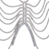 Maxbell Body Chain Bra Chain Body Jewelry Beach Necklace Bikini for Prom Nightclub Silver