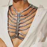 Maxbell Body Chain Bra Chain Body Jewelry Beach Necklace Bikini for Prom Nightclub Silver