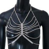 Maxbell Body Chain Bra Chain Body Jewelry Beach Necklace Bikini for Prom Nightclub Silver