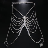 Maxbell Body Chain Bra Chain Body Jewelry Beach Necklace Bikini for Prom Nightclub Silver