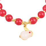 Maxbell Elegant Beaded Bracelet Wristband Charms 8mm for Party Anniversary Festival Red