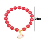Maxbell Elegant Beaded Bracelet Wristband Charms 8mm for Party Anniversary Festival Red