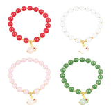 Maxbell Elegant Beaded Bracelet Wristband Charms 8mm for Party Anniversary Festival Red