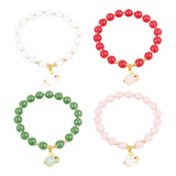 Maxbell Elegant Beaded Bracelet Wristband Charms 8mm for Party Anniversary Festival Red