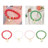 Maxbell Elegant Beaded Bracelet Wristband Charms 8mm for Party Anniversary Festival Red