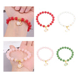 Maxbell Elegant Beaded Bracelet Wristband Charms 8mm for Party Anniversary Festival Red