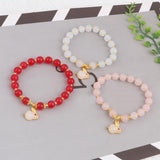 Maxbell Elegant Beaded Bracelet Wristband Charms 8mm for Party Anniversary Festival Red