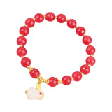 Maxbell Elegant Beaded Bracelet Wristband Charms 8mm for Party Anniversary Festival Red
