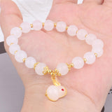 Maxbell Elegant Beaded Bracelet Wristband Charms 8mm for Party Anniversary Festival White