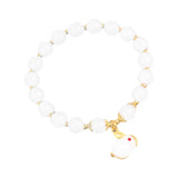 Maxbell Elegant Beaded Bracelet Wristband Charms 8mm for Party Anniversary Festival White
