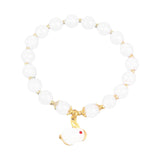 Maxbell Elegant Beaded Bracelet Wristband Charms 8mm for Party Anniversary Festival White