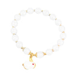 Maxbell Elegant Beaded Bracelet Wristband Charms 8mm for Party Anniversary Festival White
