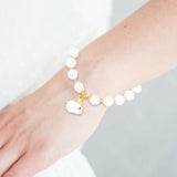 Maxbell Elegant Beaded Bracelet Wristband Charms 8mm for Party Anniversary Festival White