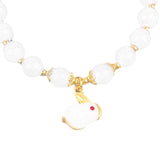 Maxbell Elegant Beaded Bracelet Wristband Charms 8mm for Party Anniversary Festival White