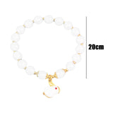 Maxbell Elegant Beaded Bracelet Wristband Charms 8mm for Party Anniversary Festival White