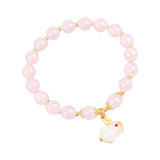 Maxbell Elegant Beaded Bracelet Wristband Charms 8mm for Party Anniversary Festival Pink