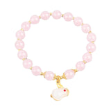 Maxbell Elegant Beaded Bracelet Wristband Charms 8mm for Party Anniversary Festival Pink