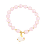 Maxbell Elegant Beaded Bracelet Wristband Charms 8mm for Party Anniversary Festival Pink
